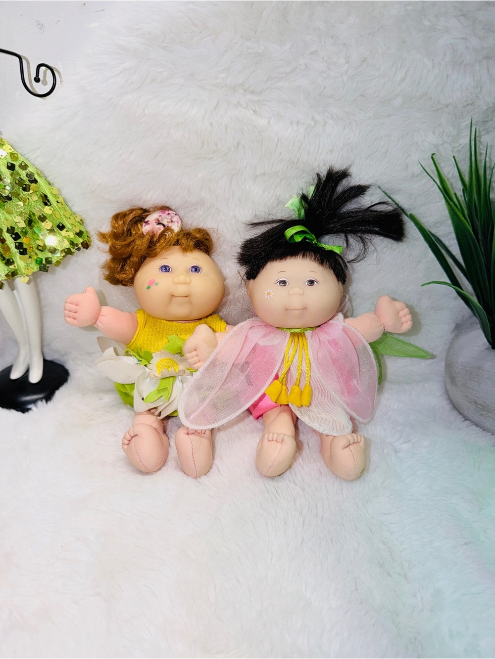 2 Classic Cabbage Patch Kids 8” Fairy Plush Dolls - Pink & Yellow Playset 🪆